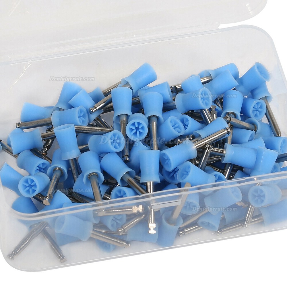 100St Zahnprophy-Cup Blauer Polierkopf , Polierb&uuml;rste aus Gummi